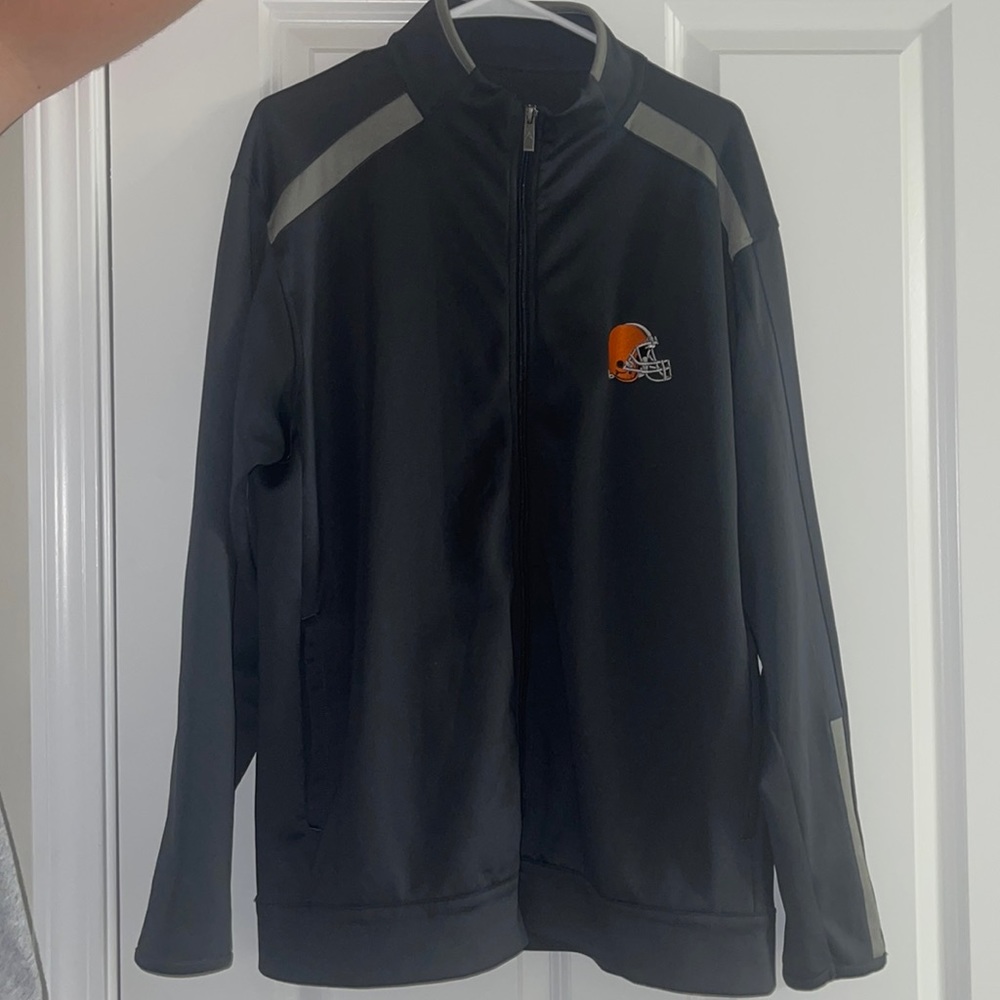 Antigua Cleveland Browns Grey/Black Zip-Up Hooded Jacket Size XL